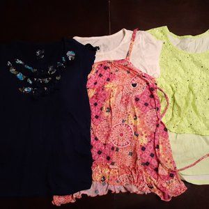Justice short-sleeve Tops Size 12 Blue, Lime Green, Bohemian Pink